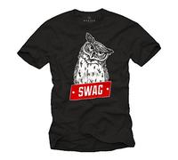 MAKAYA Camiseta Swag Hombre - Tumblr Buho Negro M