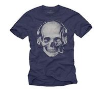 MAKAYA Camisetas Calaveras Hombre - Azul XL