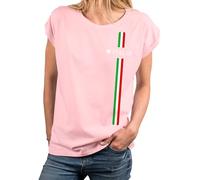 MAKAYA Camisetas con Bandera Italiana para Mujer Manga Corta T-Shirt Logo Love Italia Corazon Italy Top Rosa L