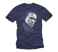 MAKAYA Camisetas con Frases Divertidas - Charles Bukowski poemas - Regalos para Hombres Azul XL