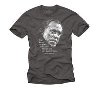 MAKAYA Camisetas con Frases Divertidas - Charles Bukowski poemas - Regalos para Hombres Gris XXL