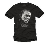 MAKAYA Camisetas con Frases Divertidas - Charles Bukowski poemas - Regalos para Hombres Negra XXXXXL