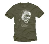 MAKAYA Camisetas con Frases Divertidas - Charles Bukowski poemas - Regalos para Hombres Verde L