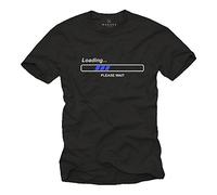 MAKAYA Camisetas con Frases Divertidas - LOEADING Pleas Wait - Negra Hombre L