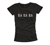 MAKAYA Camisetas con Mensajes Divertidas para Mujer - BLA BLA BLA - Negras L