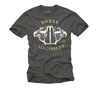 MAKAYA Camisetas Moteras Hombre - Aircooled Boxer - T-Shirt Moto R100 Gris L