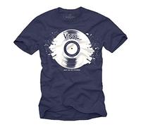 MAKAYA Camisetas Musica Hombre - Vintage Vinyl DJ - Azul S