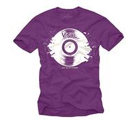 MAKAYA Camisetas Musica Hombre - Vintage Vinyl DJ - Morado L