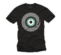 MAKAYA Camsieta Musica Electronica para Hombre Techno Retro Rave T-Shirt Vintage Vinyl Negra Talla XL