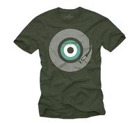 MAKAYA Camsieta Musica Electronica para Hombre Techno Retro Rave T-Shirt Vintage Vinyl Verde Talla M