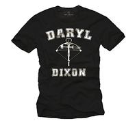 MAKAYA Daryl Dixon Camiseta Negra Hombre - Walking Dead - XXXL