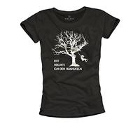 MAKAYA Estoy harto, Estoy columpiando - Camiseta con Mensaje aleman para Mujer - Negra M