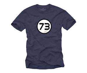 MAKAYA Funny Basica Manga Corta Camiseta para Hombre - Numero 73 Teoría Mágico - T-Shirt Matematicas Regalo Frikis Azul Talla Grande XXL