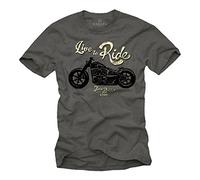 MAKAYA Ropa Moto Hombre - Camiseta con Mensaje Life TO Ride - Gris XXXXXL