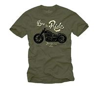 MAKAYA Ropa Moto Hombre - Camiseta con Mensaje Life TO Ride - Verde S