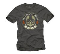 MAKAYA Ropa Motocross Hombre - Camiseta Casco Moto Integral con Calavera - Skull T-Shirt Gris XXXXL