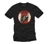 MAKAYA Ropa Motorista Hombre - Vintage Cafe Racer - Camiseta Moto Negra XXXXL