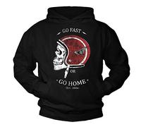 MAKAYA Sudadera Calavera Hombre - Go Fast Skull Sweatshirt Moto Hoodie Sweater con Capucha Negra S