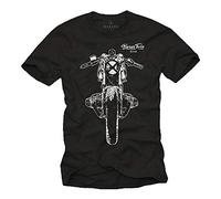 MAKAYA T-Shirt Cafe Racer - Boxer Twin R100 - Camiseta Moto Hombre Custom Motorcycle Negro XXL