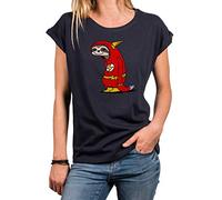 MAKAYA T-Shirt Dibujos Diseño Animal Manga Corta - Perezoso Flash - Camiseta Divertida para Mujer Azul Talla S
