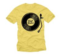 MAKAYA T-Shirt Hombre Manga Corta - Camiseta de Hip Hop Musica 80's DJ Regalos Originales Amarillo L