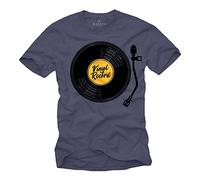 MAKAYA T-Shirt Hombre Manga Corta - Camiseta de Hip Hop Musica 80's DJ Regalos Originales Azul XXXXL