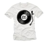 MAKAYA T-Shirt Hombre Manga Corta - Camiseta de Hip Hop Musica 80's DJ Regalos Originales Blanco M