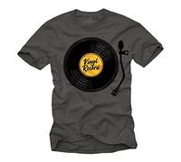 MAKAYA T-Shirt Hombre Manga Corta - Camiseta de Hip Hop Musica 80's DJ Regalos Originales Gris XL
