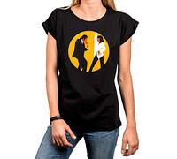 MAKAYA T-Shirt Manga Corta - MIA & Vincent Bailando - Camiseta para Mujer Pulp Fiction Negro Talla XXXXL