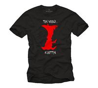 MAKAYA This World is Rotten T Shirt - Camiseta Hombre Death Notes Ryuk Shinigami Negra XL