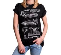 MAKAYA Top Talla Grande Manga Corta - Regreso al Futuro - Camiseta para Mujer Estampada con Coche Delorean Negro L