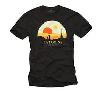 MAKAYA Tshirt Manga Corta Cuello Redondo - Tatooine Star Mos Eisley - Camiseta Frikis para Hombre Negro Talla XXXL