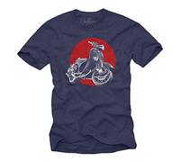 MAKAYA Vintage T-Shirt - Tuning Moto - Scooter Accesorios - Camiseta Motera Hombre Azul L