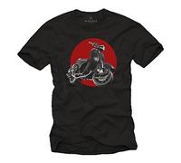 MAKAYA Vintage T-Shirt - Tuning Moto - Scooter Accesorios - Camiseta Motera Hombre Negro S