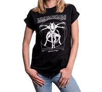 MAKAYA Vintage Top Talla Grande Manga Corta - Alien Da Vinci - Camiseta Friki Mujer Verano Negro M