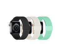 MAKCPOIMER Paquete de 3 correas elásticas de nailon compatibles con Apple Watch de 1.496 pulgadas, 1.575 pulgadas, 1.614 pulgadas y 1.654 pulgadas, 1.732 pulgadas, hebilla magnética ajustable de