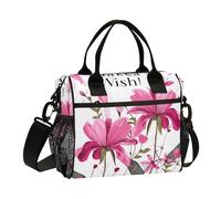 Make A Wish - Lonchera con aislamiento floral fucsia para mujer, con correa para el hombro y soporte para botella de agua, lonchera para adultos, bolsa universitaria para mujer