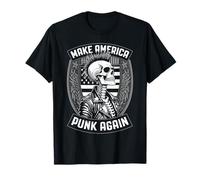 Make America Punk Again Vintage Mohawk Skeleton Rock Seal Camiseta