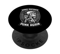 Make America Punk Again Vintage Mohawk Skeleton Rock Seal PopSockets PopGrip Adhesivo