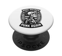 Make America Punk Again Vintage Mohawk Skeleton Rock Seal PopSockets PopGrip Adhesivo