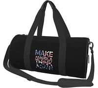 Make America Think Again Bandera Americana Equipaje de Viaje Bolsa de Lona Bolsa de Lona Plegable con Ruedas Deportivas, Negro