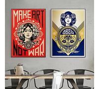 Make Art Not War OBEY Arte Impresión en lienzo Pintura Vintage Shepard Fairey Cuadro de pared Sala de estar Dormitorio Decoración Póster 50x75cm (20x30in) x2 Sin marco