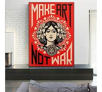 Make Art Not War Slogan Vintage Poster e impresiones Murales Cuadros sobre lienzo Arte de la pared Pintura para la decoración de la sala de estar 70x90cm (28x35in) Sin marco