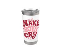 Make Boys Cry Girls Humor Cita Femenina Corazones Rosa Vaso térmico de acero inoxidable de doble pared