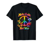Make Code Not War Debugging Humor Peace Sign Gráfico Camiseta
