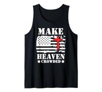 Make Heaven Crowded Christian Cross American Flag Patriotic Camiseta sin Mangas