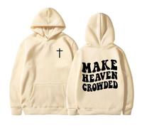 Make Heaven Crowded Sudaderas con capucha para hombre, de forro polar, manga larga, con gráficos, suéter Y2K, ropa de otoño 2026, caqui, M
