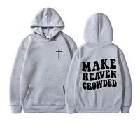 Make Heaven Crowded Sudaderas con capucha para hombre, de forro polar, manga larga, con gráficos, suéter Y2K, ropa de otoño 2026, gris, XXL