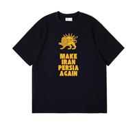Make Iran Great Again Camisetas Deporte Hombre, Camisetas Manga Corta Hombre de Cuello a La Caja, Ropa Deportiva de Cuello Redondo Informales, Ligera(Black,XXL)