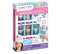 Make It Real 2701 - Dispensador automático de brillo de labios con aroma a frutas y esmalte con pegatinas para uñas, kit de niñas, idea de regalo original, juguete creativo, ideal a partir de 8 años